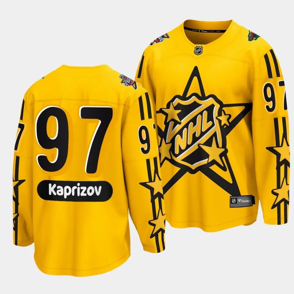 Minnesota Wild #97 Kirill Kaprizov 2024 NHL All-Star Game Yellow Jersey Style 2 Hockey Jersey hockey jersey product view 1