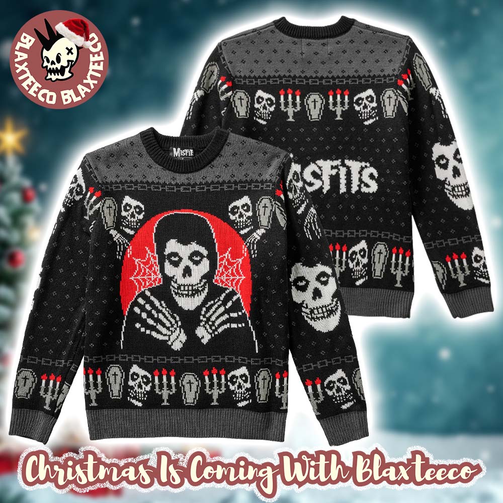 Misfits Crimson Ghost The Fiend Holiday 2025 Knitted Ugly Christmas Sweater Unisex T-shirt, Sweatshirt, Hoodie, Long Sleeve Tee - T-Shirt, Sweatshirt, Hoodie