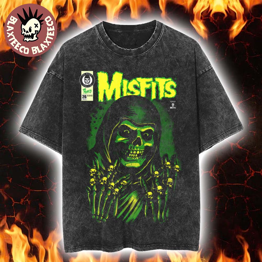 Misfits X Yesterdays WonderCon Anaheim 2026 Exclusives Emerald Hell Retro Mineral Wash Tee Shirt - T-Shirt, Sweatshirt, Hoodie