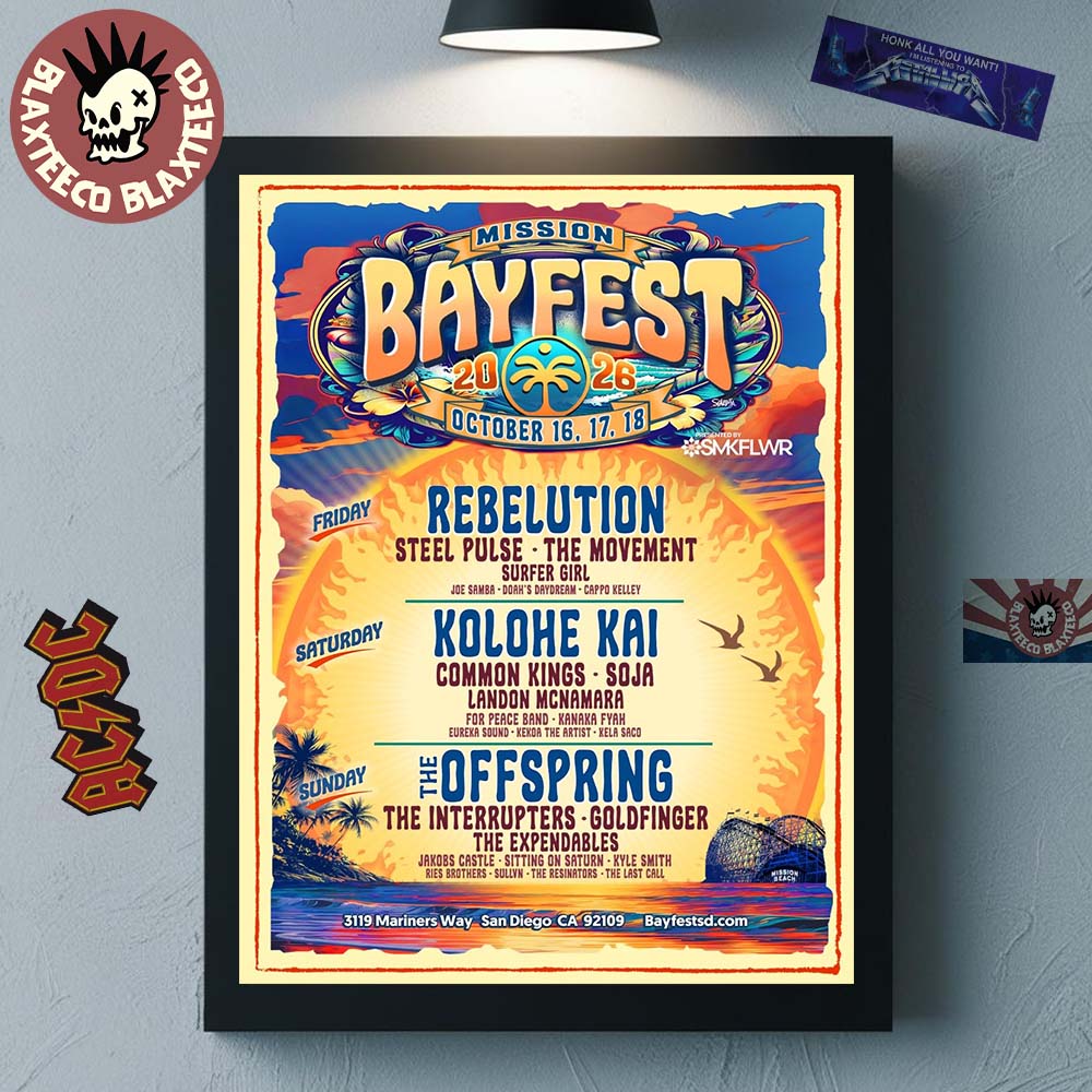 Mission Bayfest 2026 Full Lineup In San Diego California At 3119 Mariners Way On October 16 17 18 2026 Decor Poster Canvas - T-Shirt, Sweatshirt, Hoodie