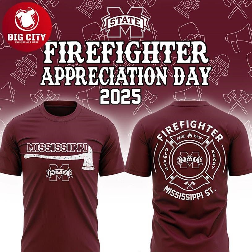 Mississippi State Bulldogs Firefighter Appreciation 2025 NCAA Gameday Two Sided Shirt Unisex T-shirt, Sweatshirt, Hoodie, Long Sleeve Tee - T-Shirt, Sweatshirt, Hoodie