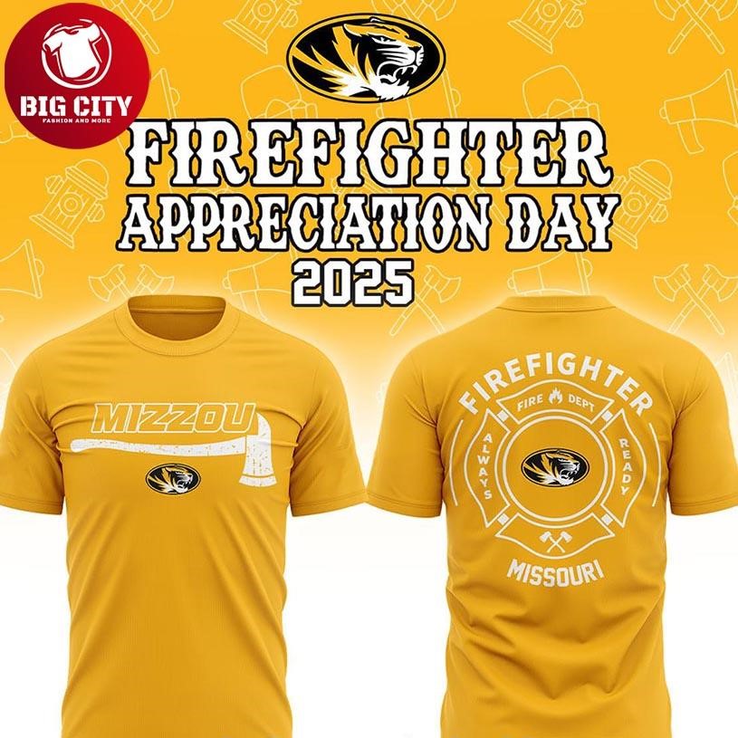 Missouri Tigers Firefighter Appreciation 2025 NCAA Gameday Two Sided Shirt Unisex T-shirt, Sweatshirt, Hoodie, Long Sleeve Tee - T-Shirt, Sweatshirt, Hoodie
