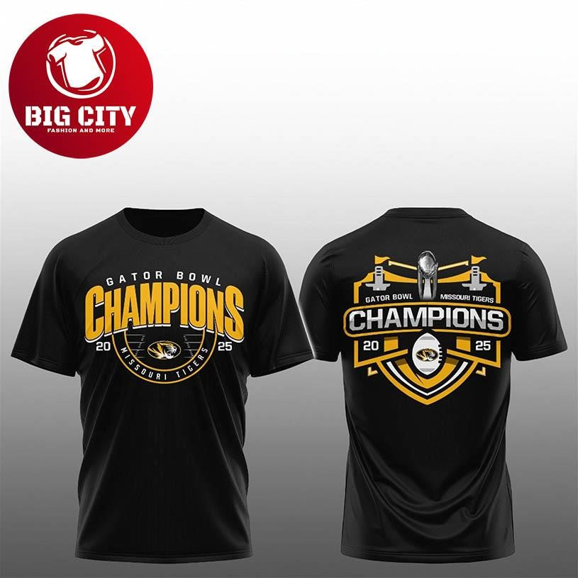 Missouri Tigers Gator Bowl Champions 2025 Two Sided Shirt Unisex T-shirt, Sweatshirt, Hoodie, Long Sleeve Tee - T-Shirt, Sweatshirt, Hoodie