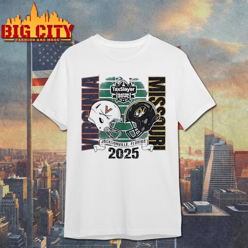 Missouri Tigers vs Virginia Cavaliers 2025 Gator Bowl helmet Shirt Unisex T-shirt, Sweatshirt, Hoodie, Long Sleeve Tee - T-Shirt, Sweatshirt, Hoodie