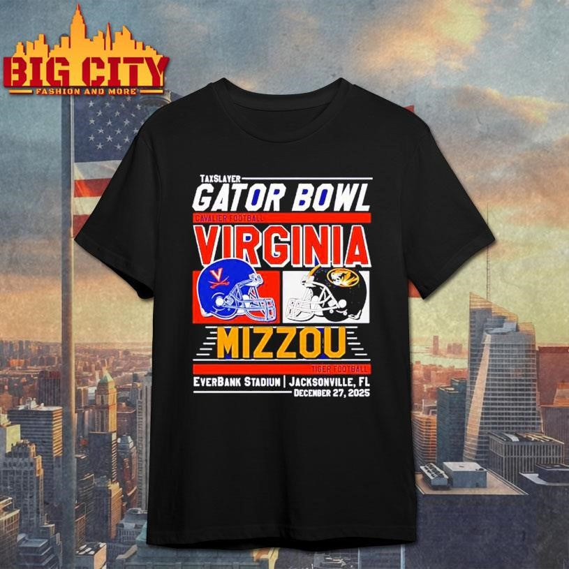Missouri Tigers vs Virginia Cavaliers 2025 TaxSlayer Gator Bowl head to head Shirt Unisex T-shirt, Sweatshirt, Hoodie, Long Sleeve Tee - T-Shirt, Sweatshirt, Hoodie