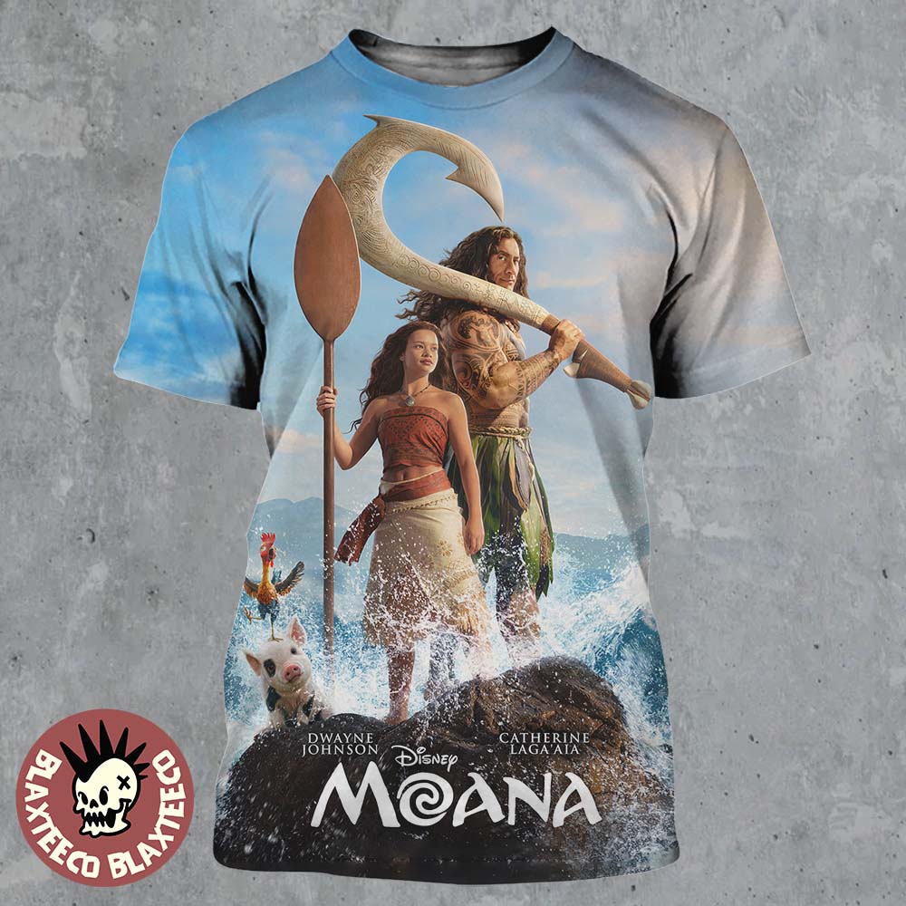 Moana Live Action Starring The Rock Dwayne Johnson And Catherine Lagaaia In Theaters On July 10 2026 All Over Print Shirt - T-Shirt, Sweatshirt, Hoodie