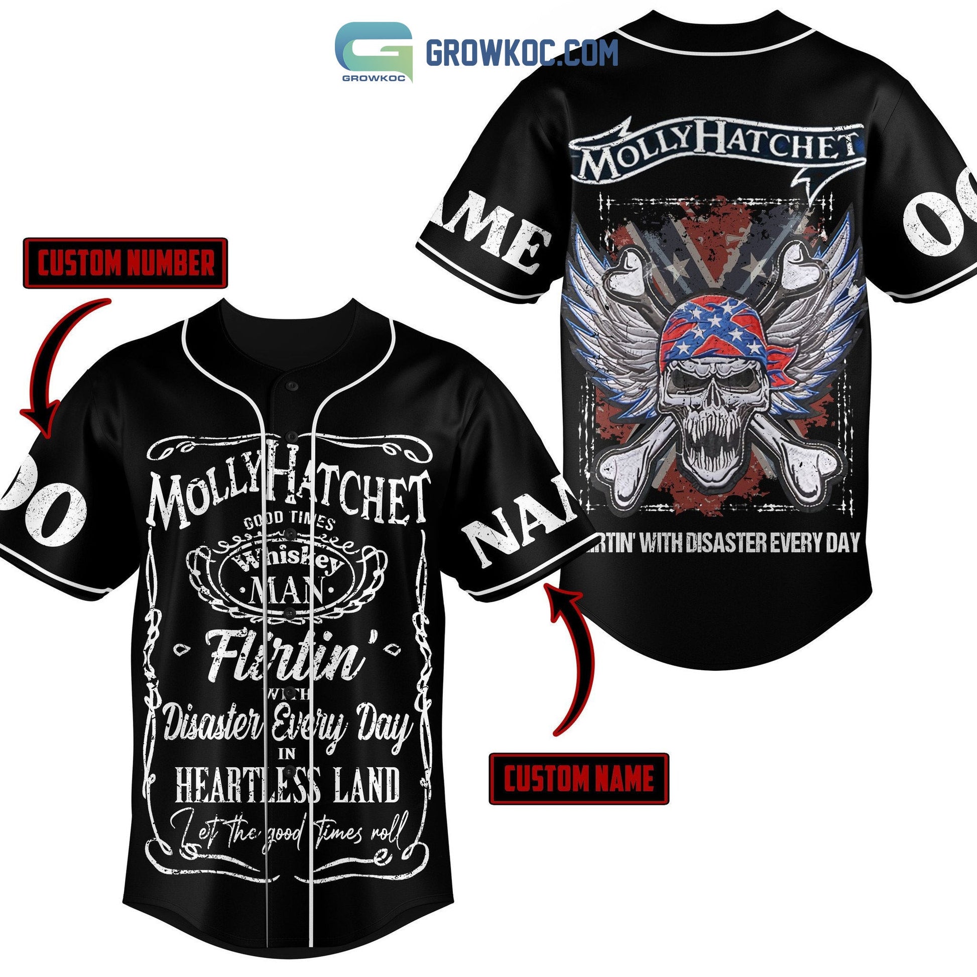 Molly Hatchet Flirtin With Disaster Every Day Personalized Baseball Jersey baseball jersey product view 1