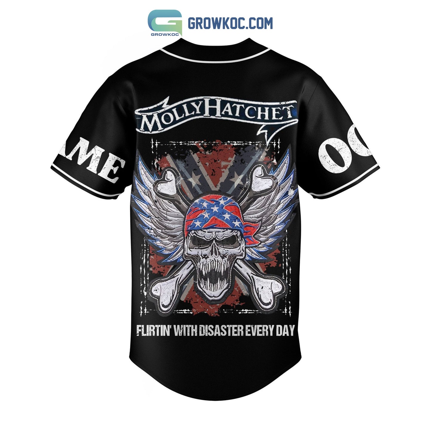 Molly Hatchet Flirtin With Disaster Every Day Personalized Baseball Jersey baseball jersey product view 3