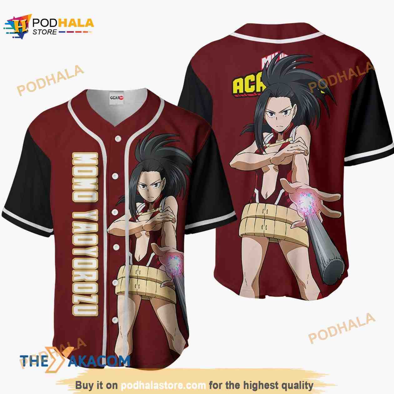 Momo Yaoyorozu My Hero Academia Anime 3D Baseball Jersey Shirt baseball jersey product view 1
