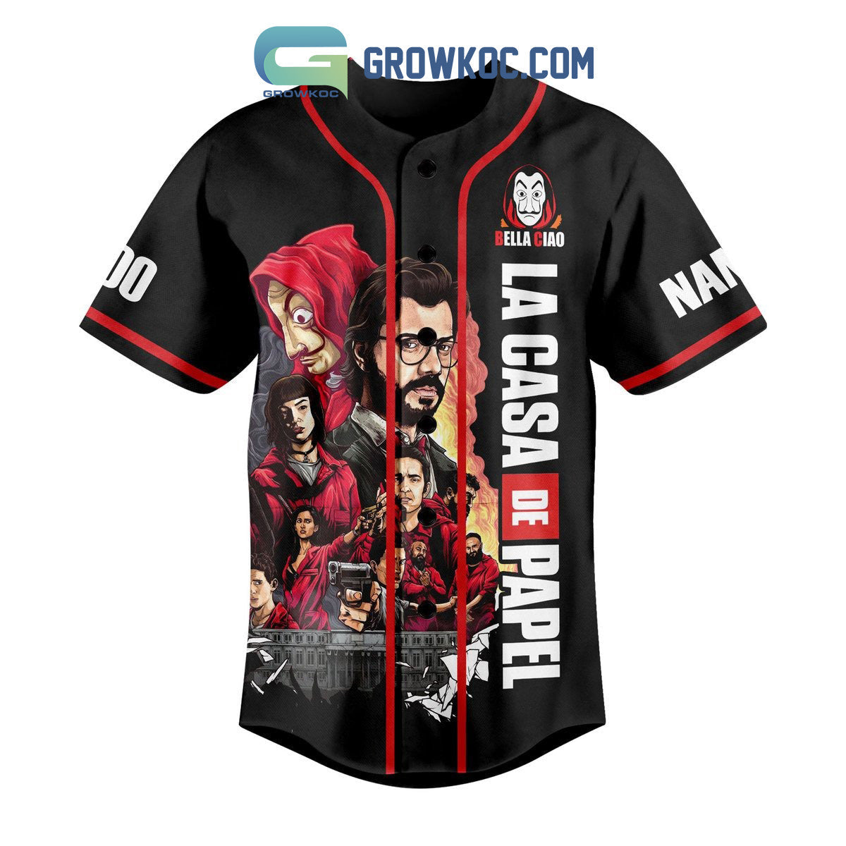 Money Heist La Casa De Papel Personalized Baseball Jersey baseball jersey product view 2