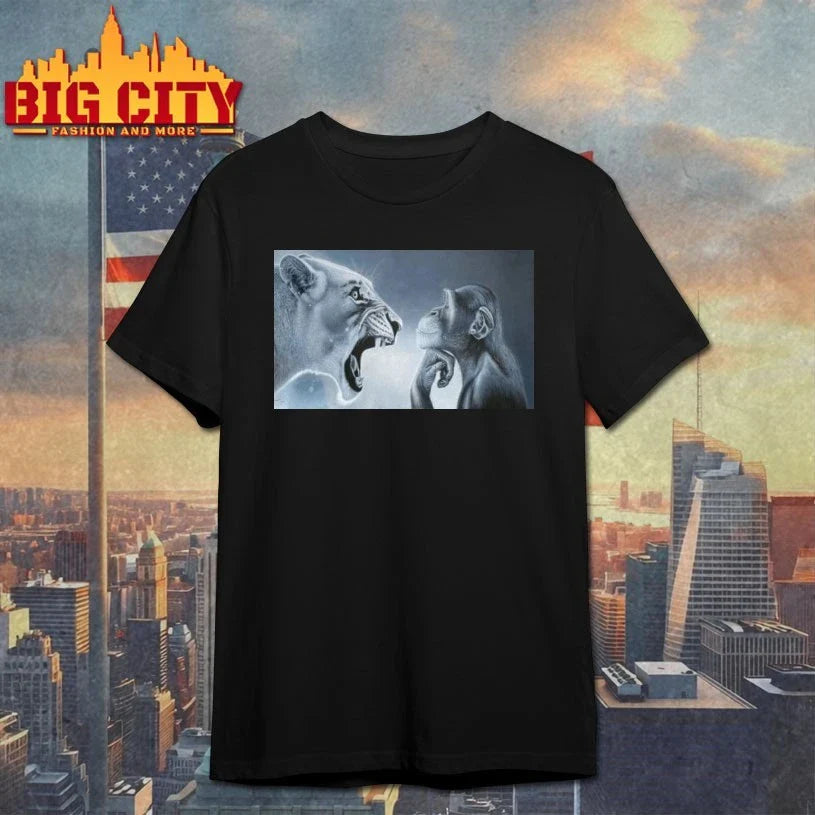 Monkey And Lion Stare Meme shirt Unisex T-shirt, Sweatshirt, Hoodie, Long Sleeve Tee - T-Shirt, Sweatshirt, Hoodie