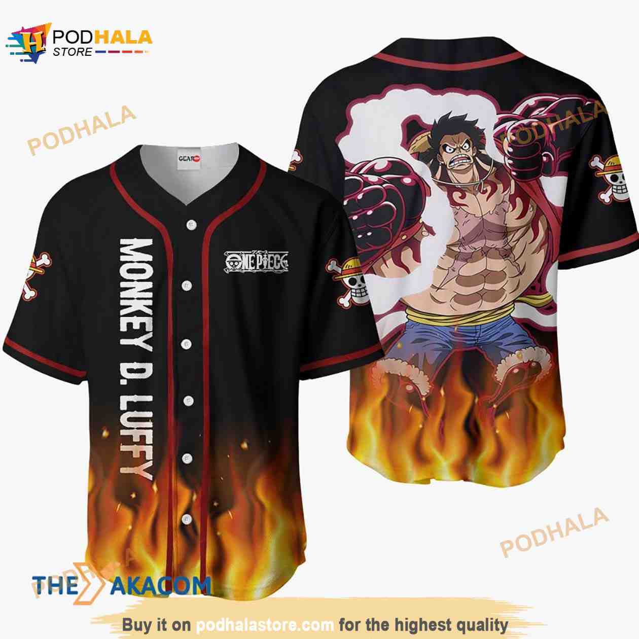 Monkey D Luffy Gear Anime 3D Baseball Jersey Shirt baseball jersey product view 1
