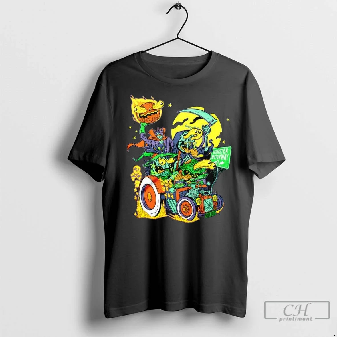 Monster Motorway Halloween Long Sleve T Shirts Unisex T-shirt, Sweatshirt, Hoodie, Long Sleeve Tee - T-Shirt, Sweatshirt, Hoodie