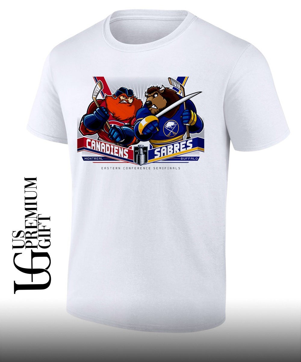 Montreal Canadiens vs Buffalo Sabres NHL Eastern Conference Semifinals 2026 mascot shirt Unisex T-shirt, Sweatshirt, Hoodie, Long Sleeve Tee - T-Shirt, Sweatshirt, Hoodie