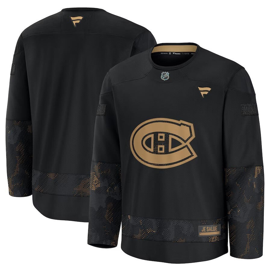Montreal Canadiens 2024 Military Appreciation Practice Jersey - Black Hockey Jersey hockey jersey product view 1