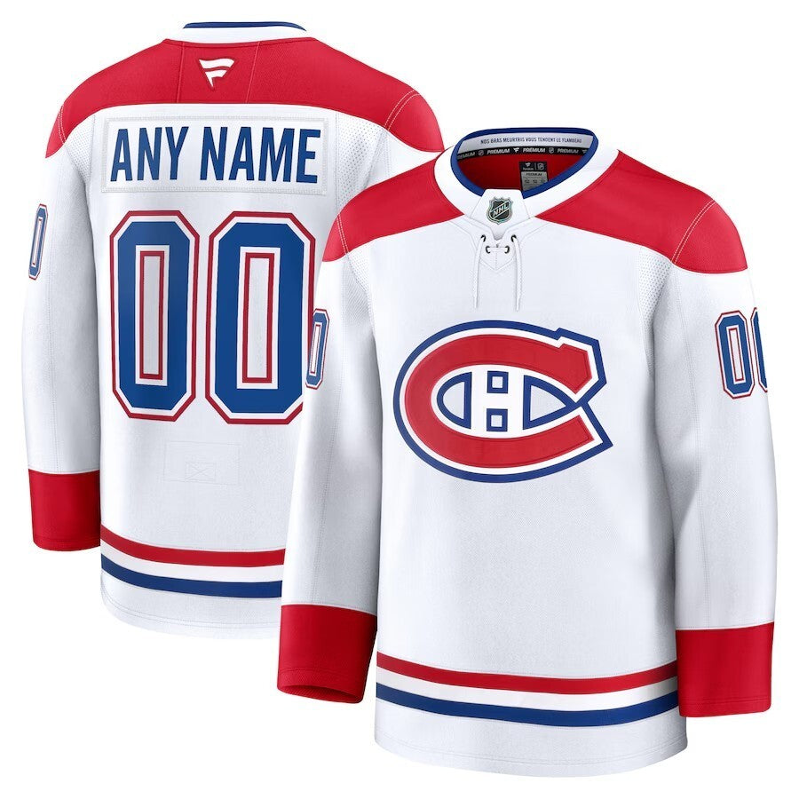 Montreal Canadiens Fanatics Away Premium Custom Jersey - White Hockey Jersey hockey jersey product view 1