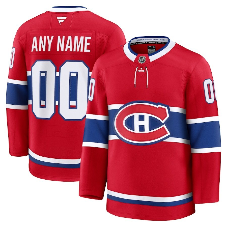 Montreal Canadiens Fanatics Home Premium Custom Jersey - Red Hockey Jersey hockey jersey product view 1