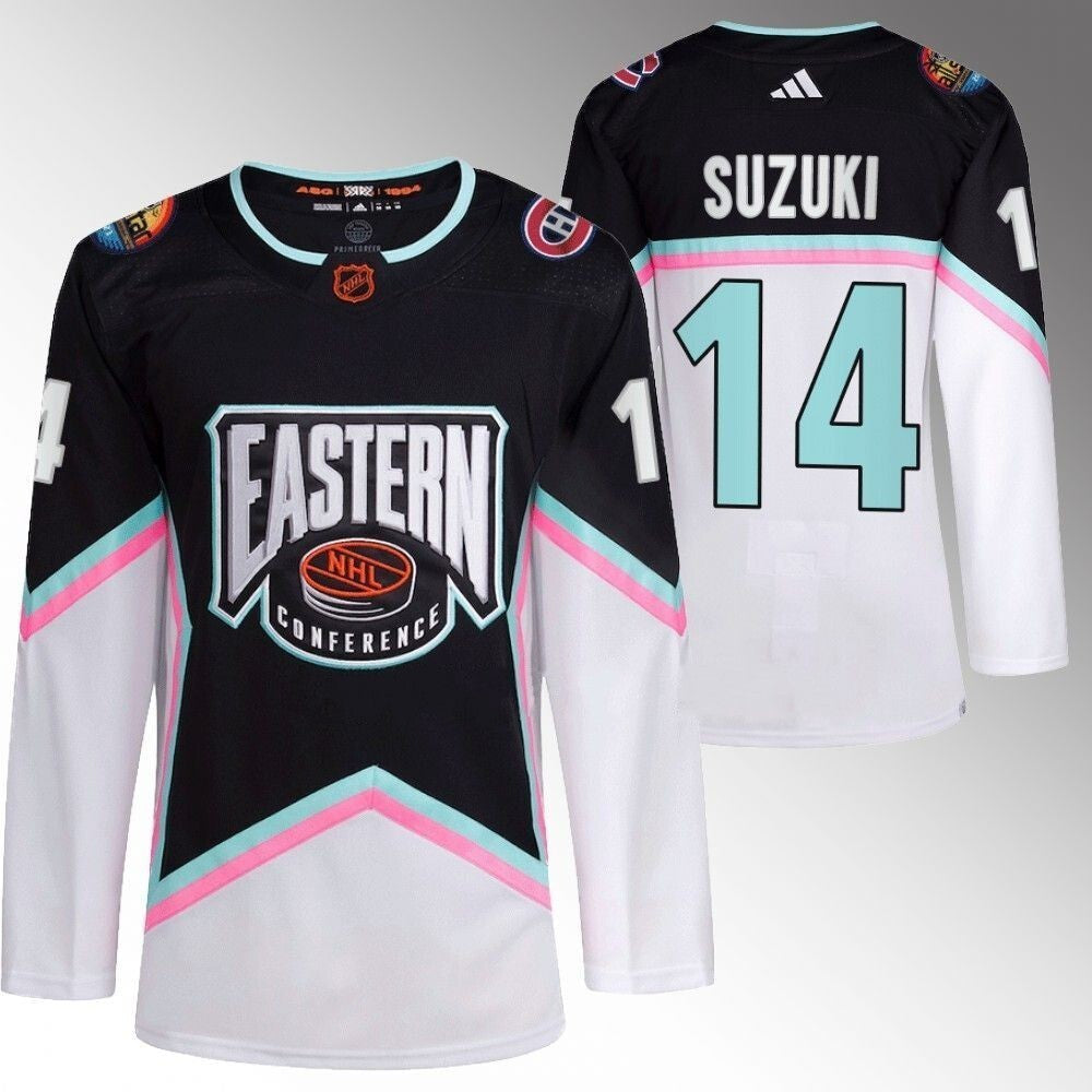 Montreal Canadiens #14 Nick Suzuki 2023 NHL All-Star Black Eastern Conference Jersey Hockey Jersey hockey jersey product view 1