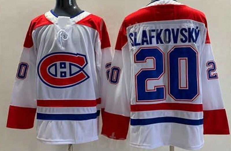 Montreal Canadiens #20 juraj slafkovsky Away White Hockey Jersey hockey jersey product view 1