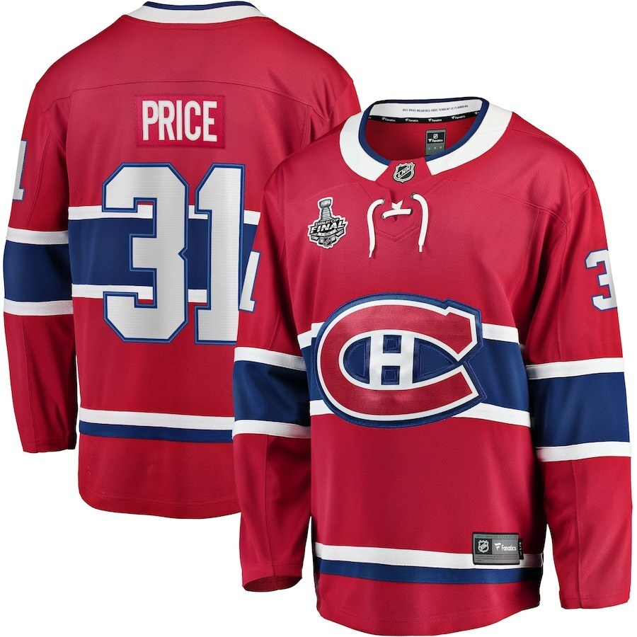 Montreal Canadiens #31 Carey Price Home 2021 Stanley Cup Final Bound Breakaway Jersey - Red hockey jersey product view 1