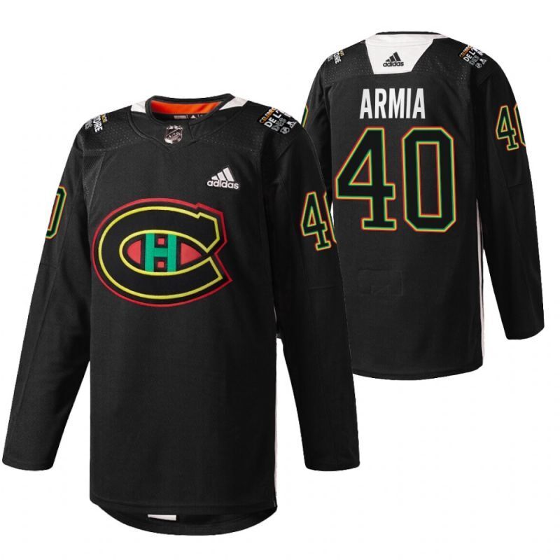 Montreal Canadiens #40 joel-armia-black-black-history-night-2022-warmup-jersey Hockey Jersey hockey jersey product view 1