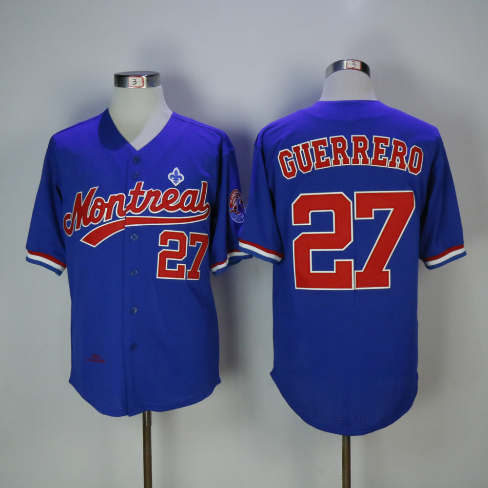 Montreal Expos #27 Vladimir Guerrero Expos 27 Blue BP Edition Retro Baseball Jersey baseball jersey product view 1