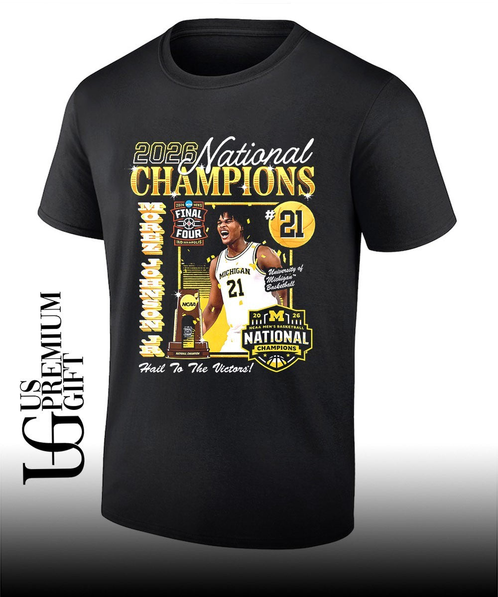 Morez Johnson Jr. Michigan Wolverines Mens Basketball National Champion 2026 shirt Unisex T-shirt, Sweatshirt, Hoodie, Long Sleeve Tee - T-Shirt, Sweatshirt, Hoodie