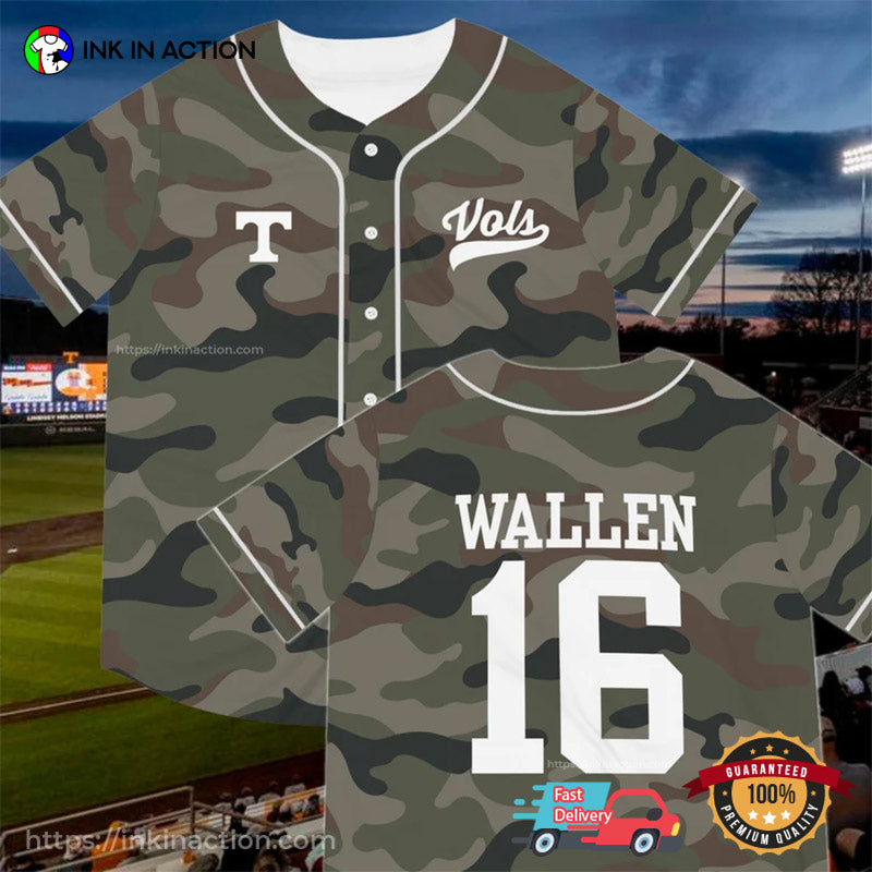 Morgan Wallen 16 Camo Baseball Jersey baseball jersey product view 2