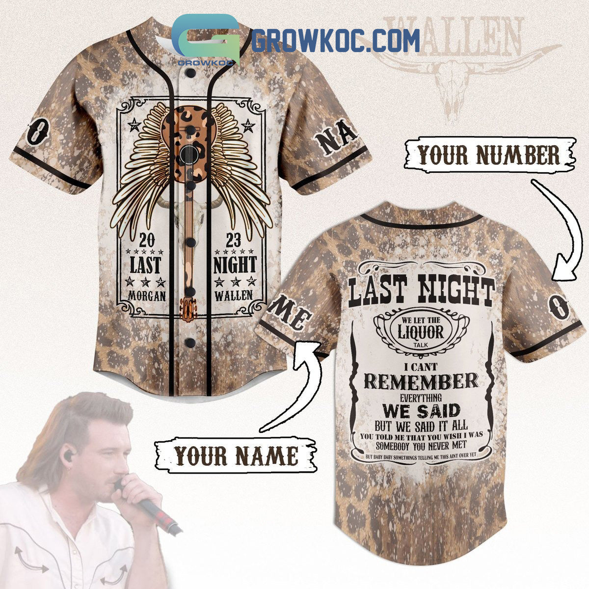 Morgan Wallen 2023 Last Night Personalized Baseball Jersey baseball jersey product view 1