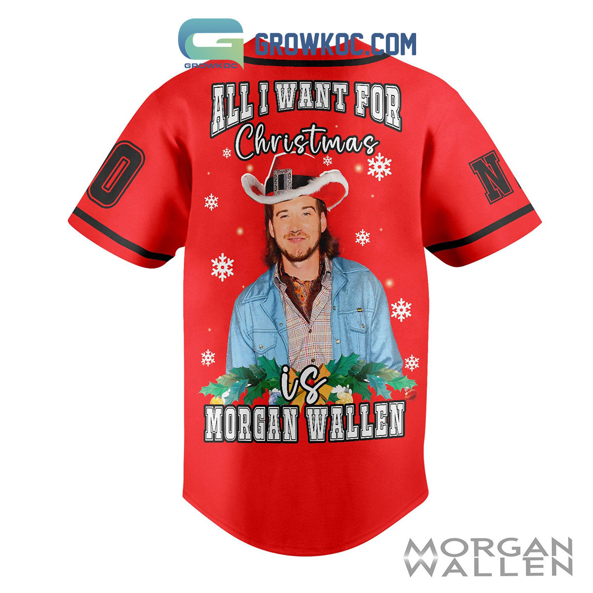 Morgan Wallen All I Want For Christmas Is You Personalized Baseball Jersey baseball jersey product view 3