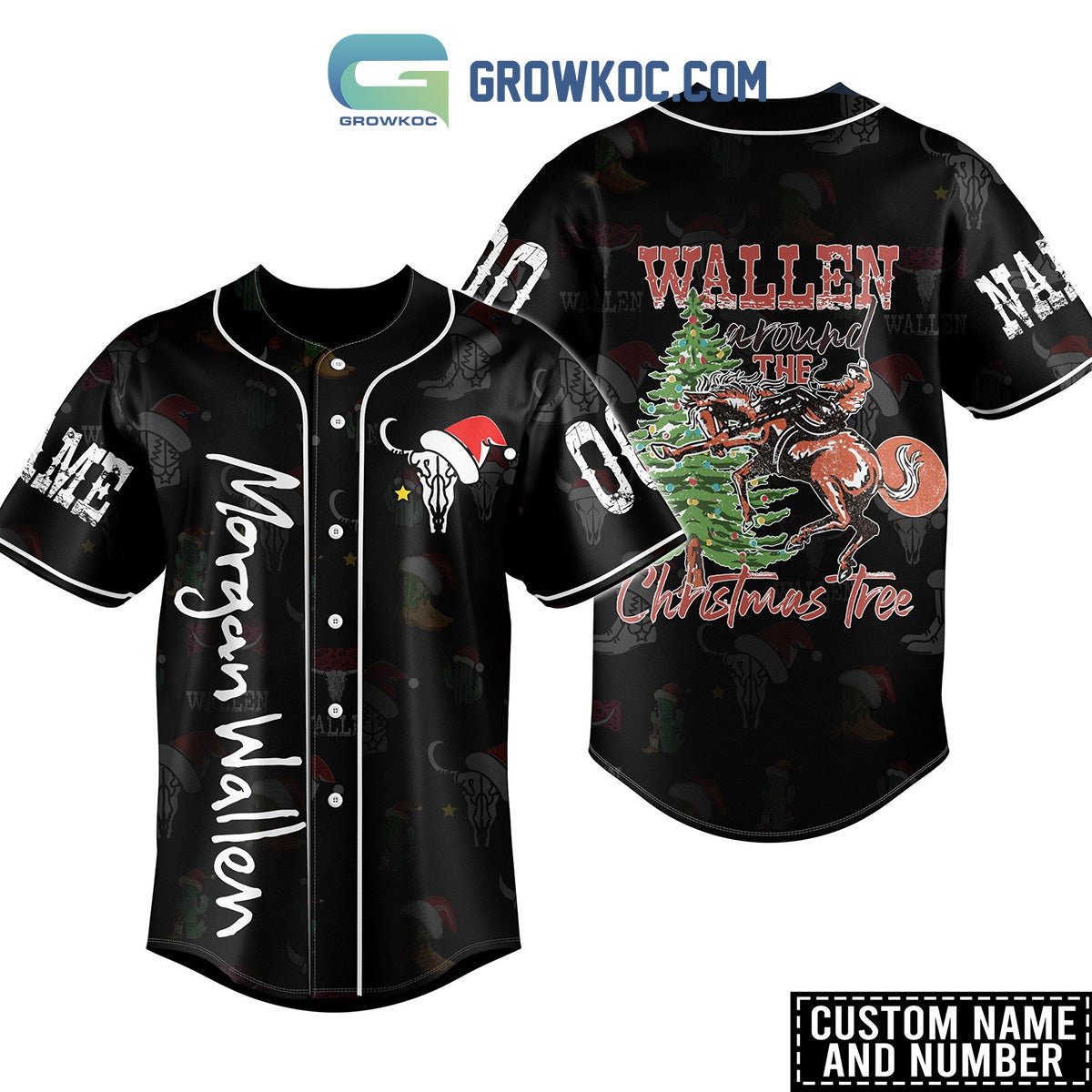 Morgan Wallen Around The Christmas Tree Personalized Baseball Jersey baseball jersey product view 1
