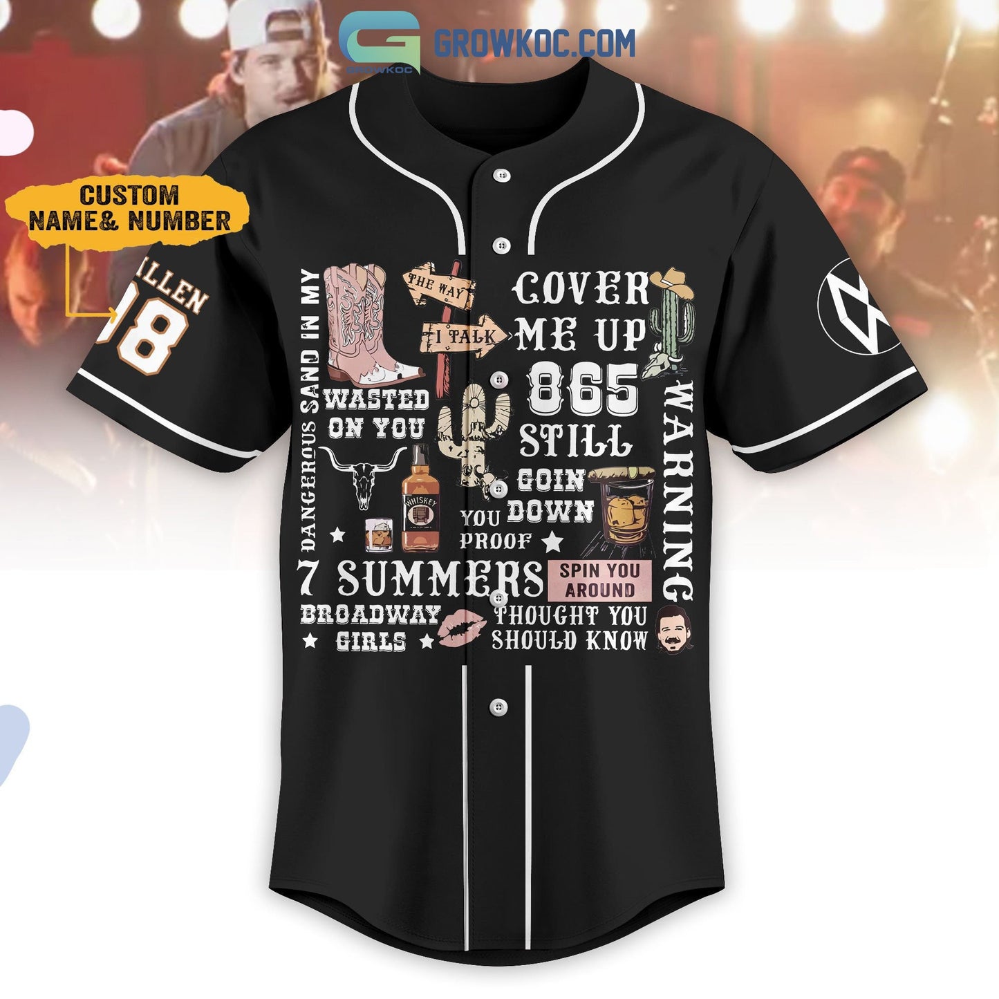 Morgan Wallen Cover Me Up World Tour 2023 Personalized Baseball Jersey baseball jersey product view 2