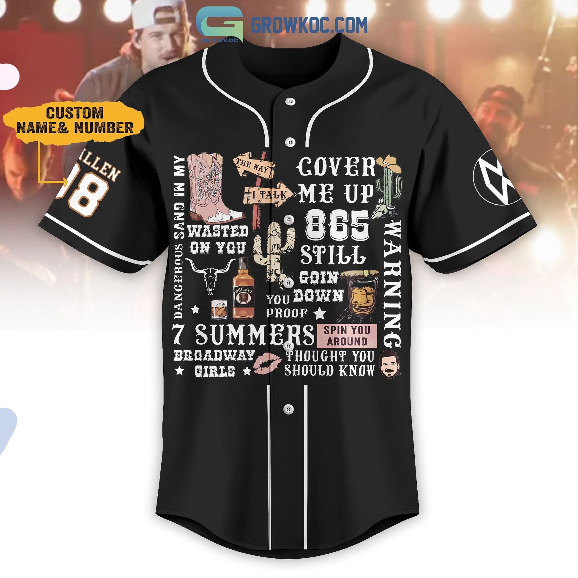 Morgan Wallen Cover Me Up World Tour 2023 Personalized Baseball Jersey baseball jersey product view 2