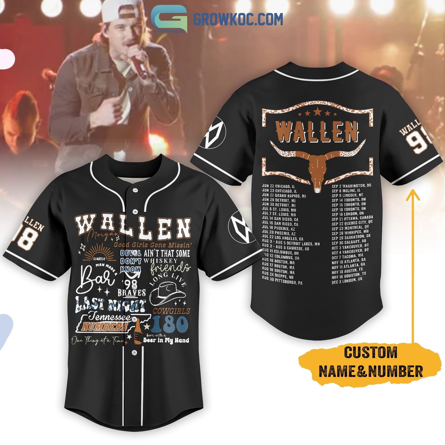 Morgan Wallen Good Girls Gone Missin Personalized Baseball Jersey baseball jersey product view 1