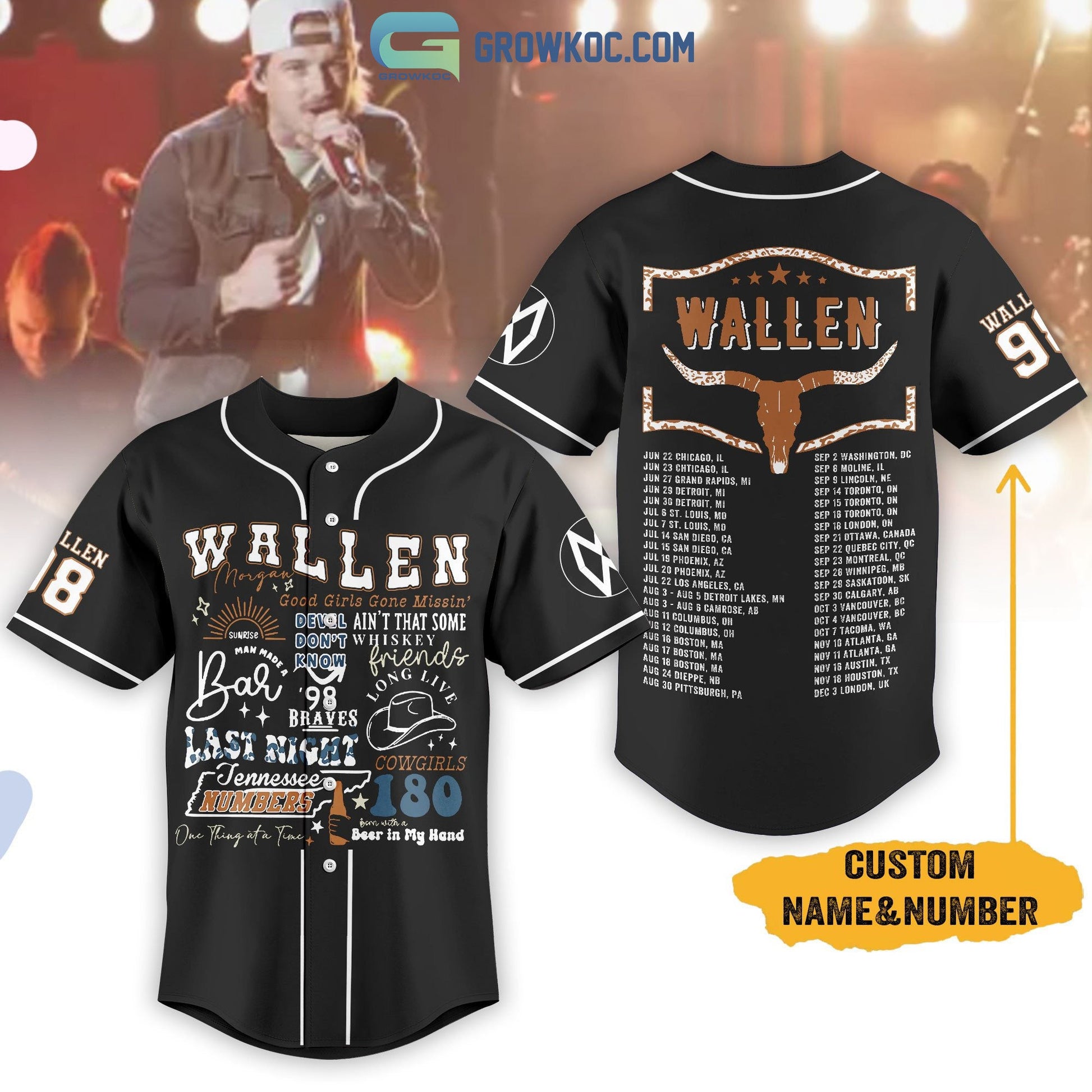 Morgan Wallen Good Girls Gone Missin Personalized Baseball Jersey baseball jersey product view 1