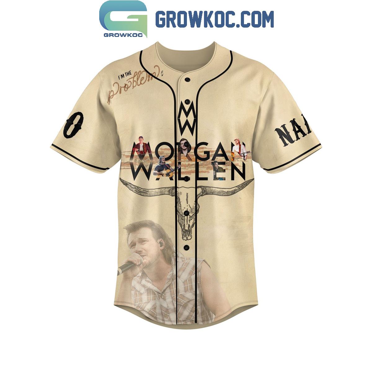 Morgan Wallen If I’m The Problem Then You Might Be The Reason Personalized Baseball Jersey baseball jersey product view 2