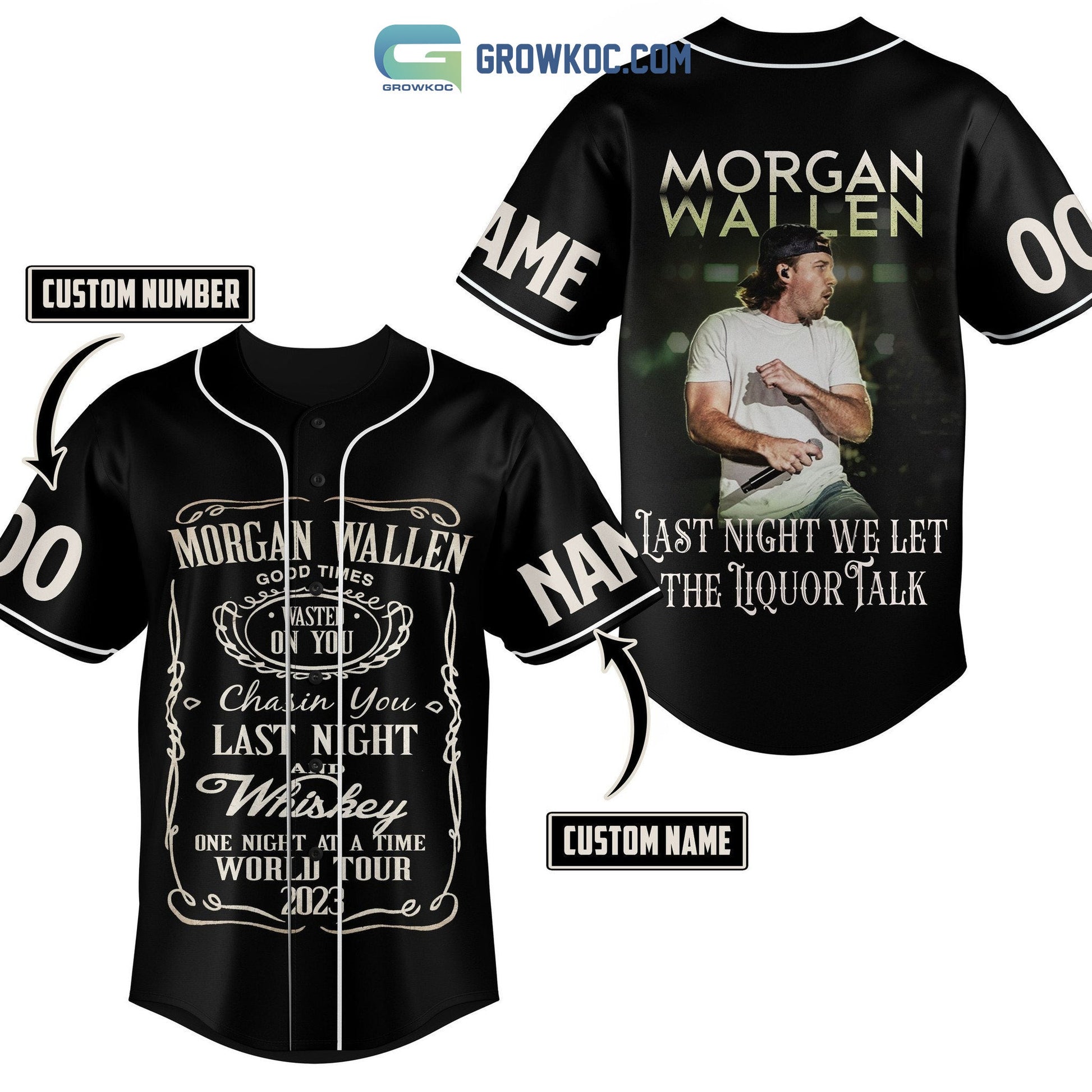 Morgan Wallen Last Night We Let The Liquor Talk World Tour 2023 Personalized Baseball Jersey baseball jersey product view 1