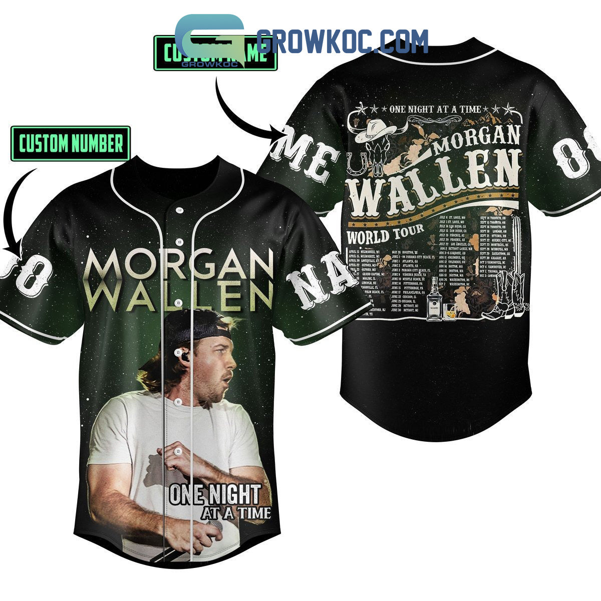 Morgan Wallen One Night At A Time World Tour Personalized Baseball Jersey baseball jersey product view 1