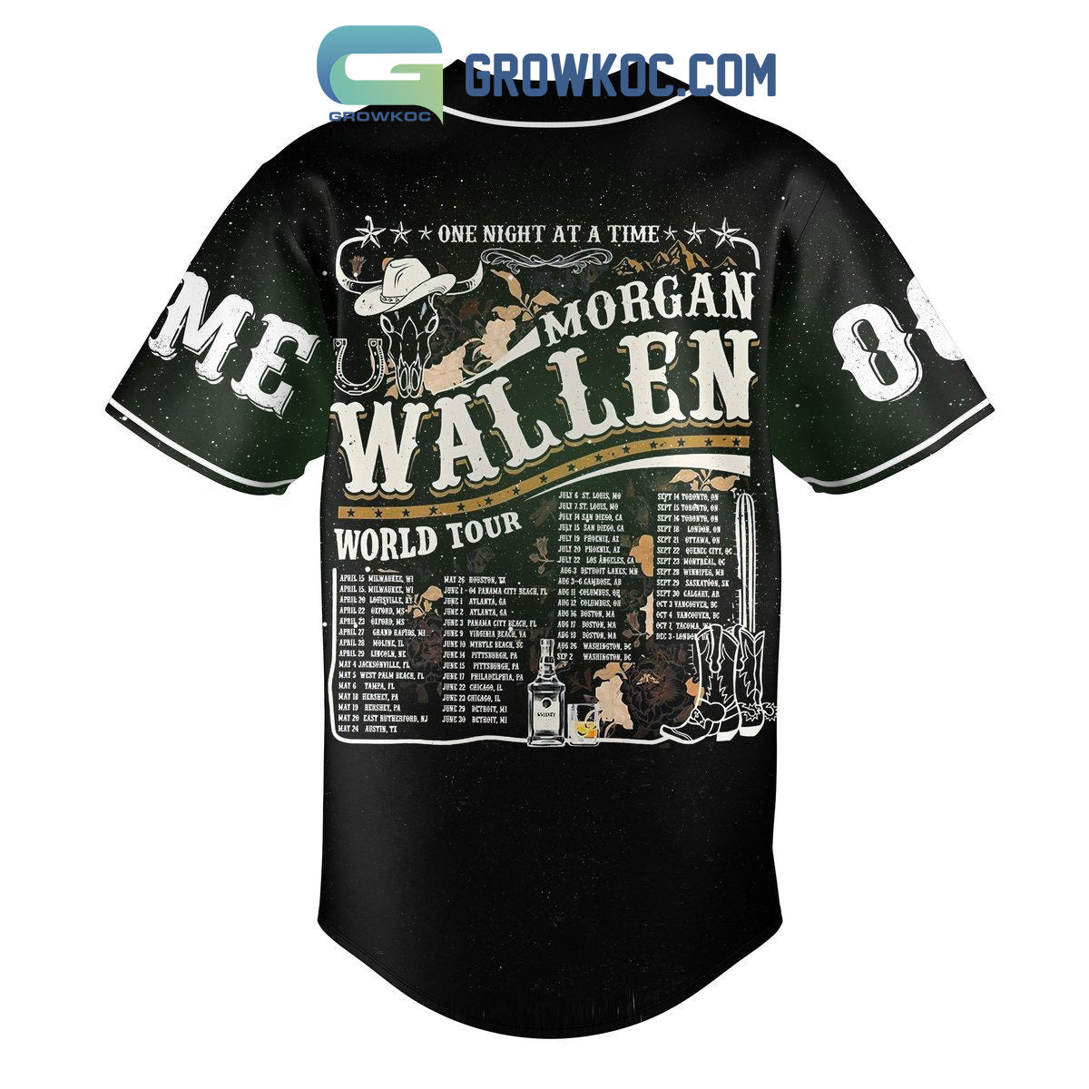 Morgan Wallen One Night At A Time World Tour Personalized Baseball Jersey baseball jersey product view 3