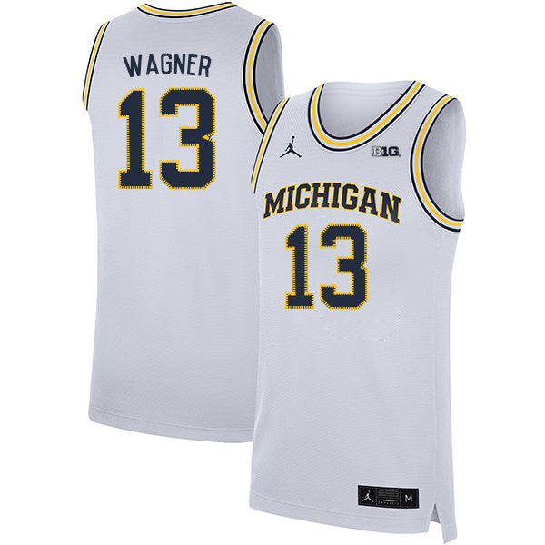 Moritz Wagner 13 White College Football Jersey football jersey product view 1