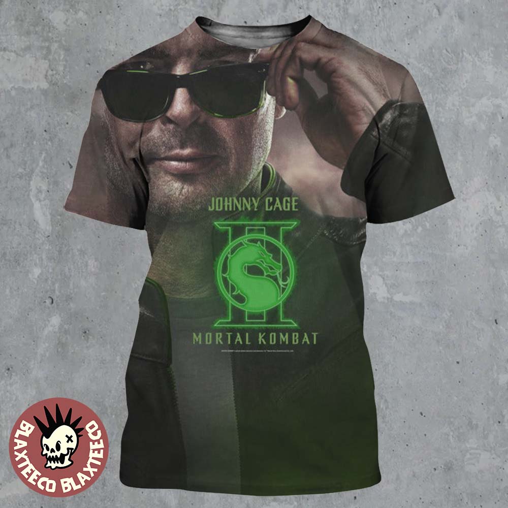 Mortal Kombat II Movie Exclusive Johnny Cage Character Poster All Over Print Shirt Unisex T-shirt, Sweatshirt, Hoodie, Long Sleeve Tee - T-Shirt, Sweatshirt, Hoodie