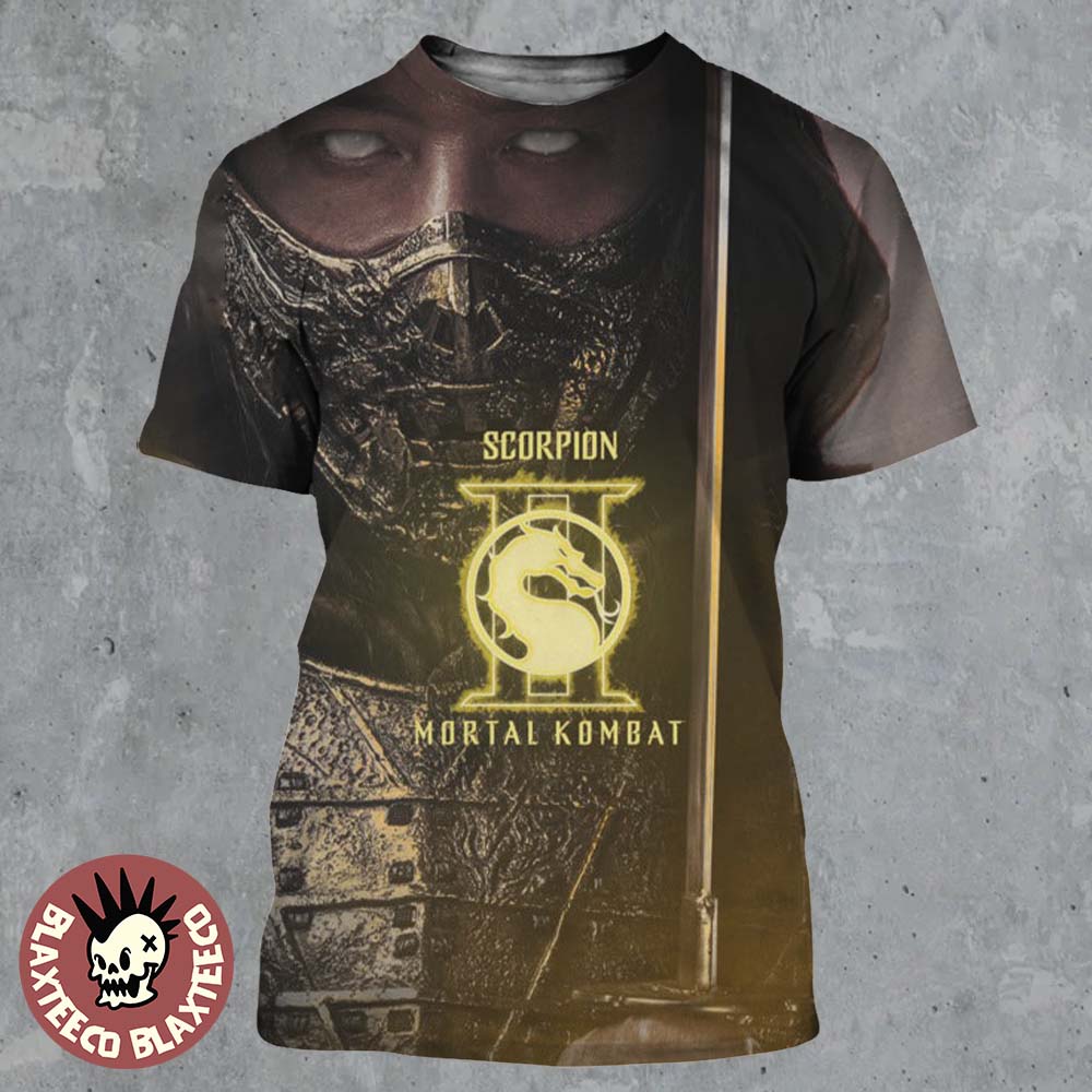 Mortal Kombat II Movie Exclusive Scorpion Character Poster All Over Print Shirt Unisex T-shirt, Sweatshirt, Hoodie, Long Sleeve Tee - T-Shirt, Sweatshirt, Hoodie