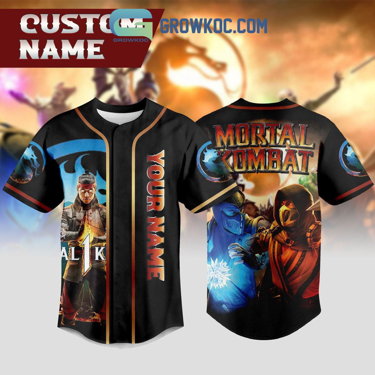 Mortal Kombat Personalized Baseball Jersey baseball jersey product view 1