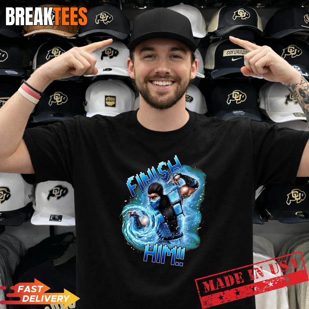 Mortal Kombat Sub Zero Finish Him Pixel Art T-Shirt Unisex T-shirt, Sweatshirt, Hoodie, Long Sleeve Tee - T-Shirt, Sweatshirt, Hoodie