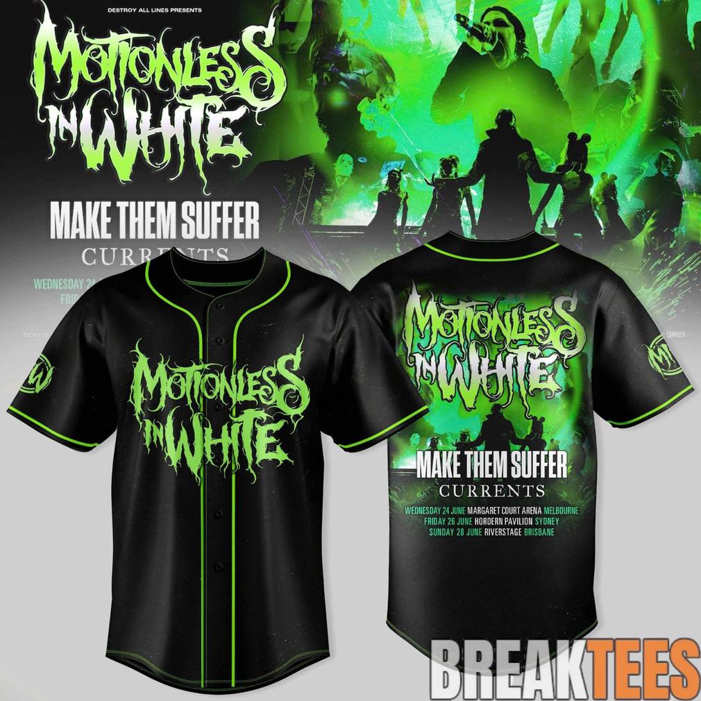 Motionless In White Afraid of the Dark Exclusive Baseball Jersey baseball jersey product view 1
