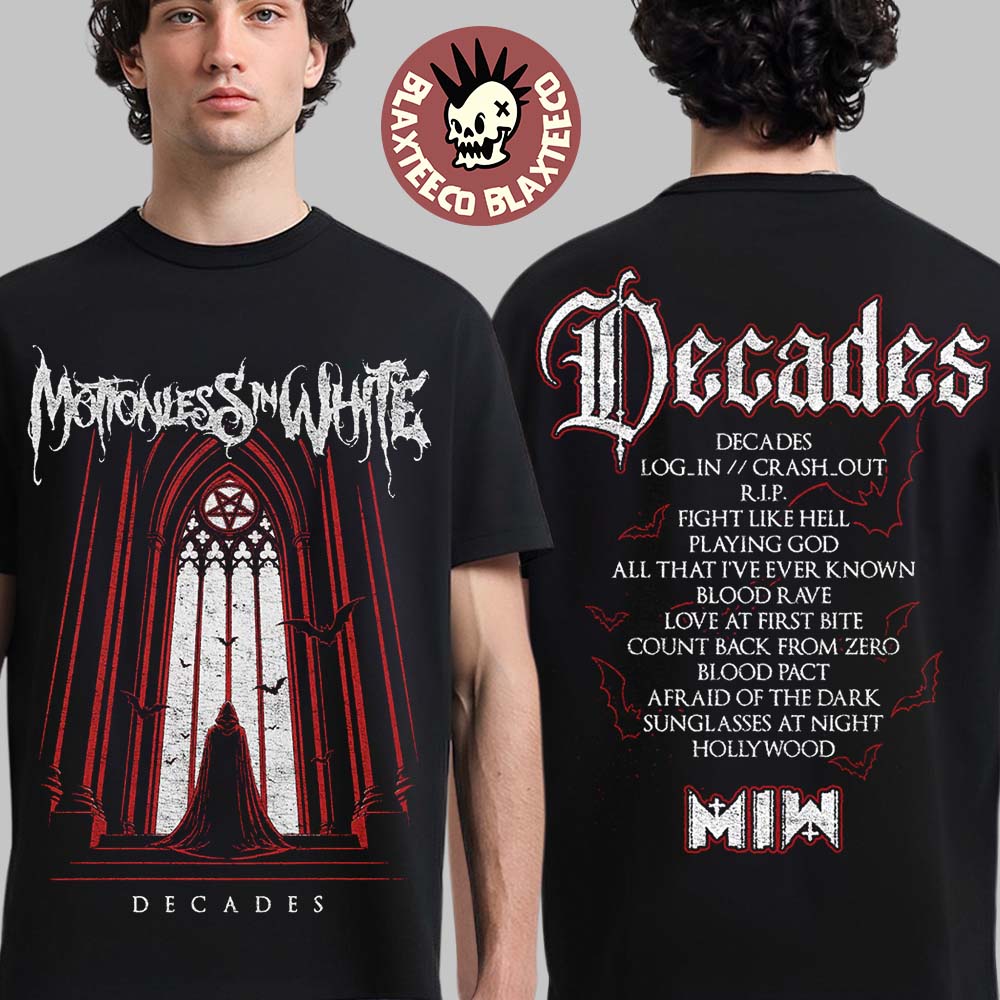 Motionless In White Decade Album Merch 2026 Tracklist Tour Dates T-Shirt Unisex T-shirt, Sweatshirt, Hoodie, Long Sleeve Tee - T-Shirt, Sweatshirt, Hoodie