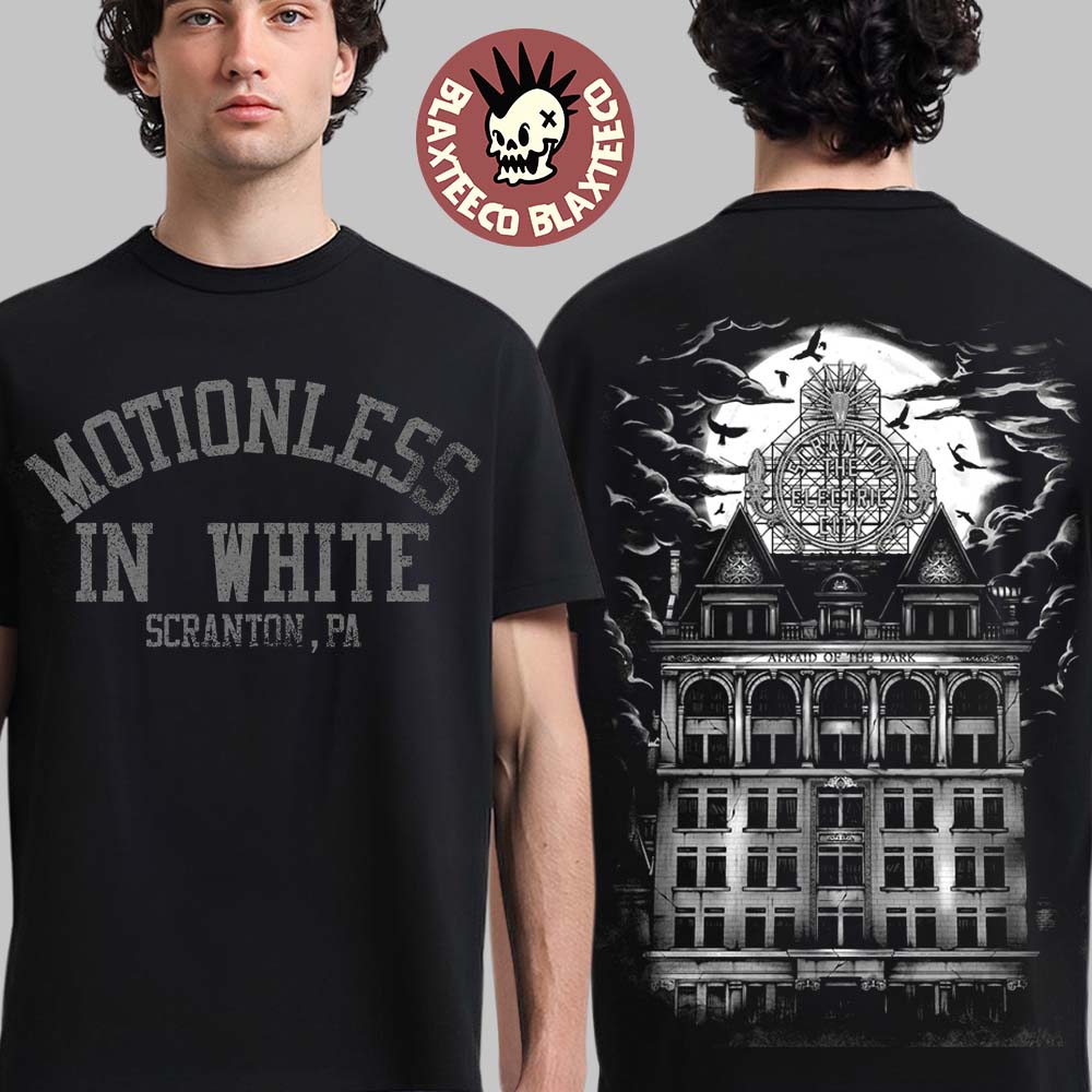 Motionless In White Decade Album Merch Afraid Of The Dark Poster T-Shirt Unisex T-shirt, Sweatshirt, Hoodie, Long Sleeve Tee - T-Shirt, Sweatshirt, Hoodie