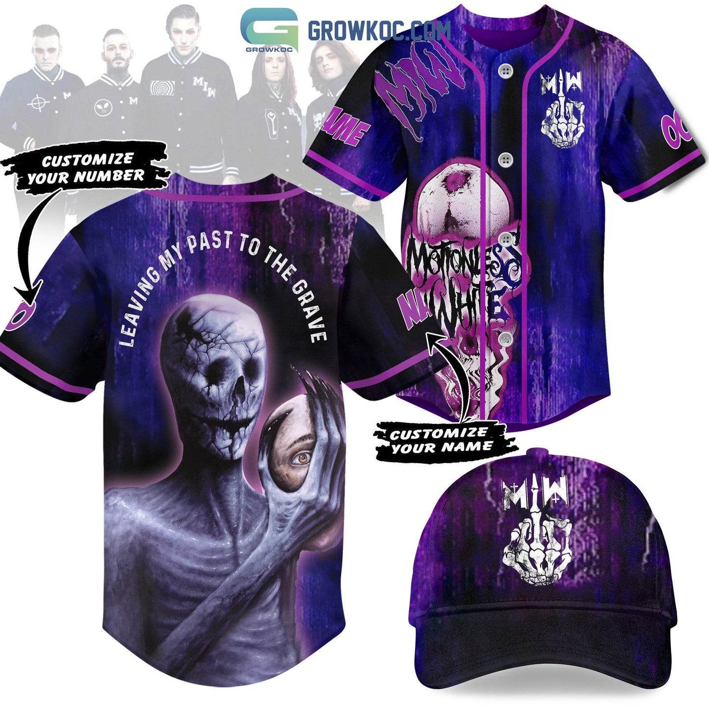 Motionless In White Leaving My Past To The Grave Personalized Baseball Jersey baseball jersey product view 1