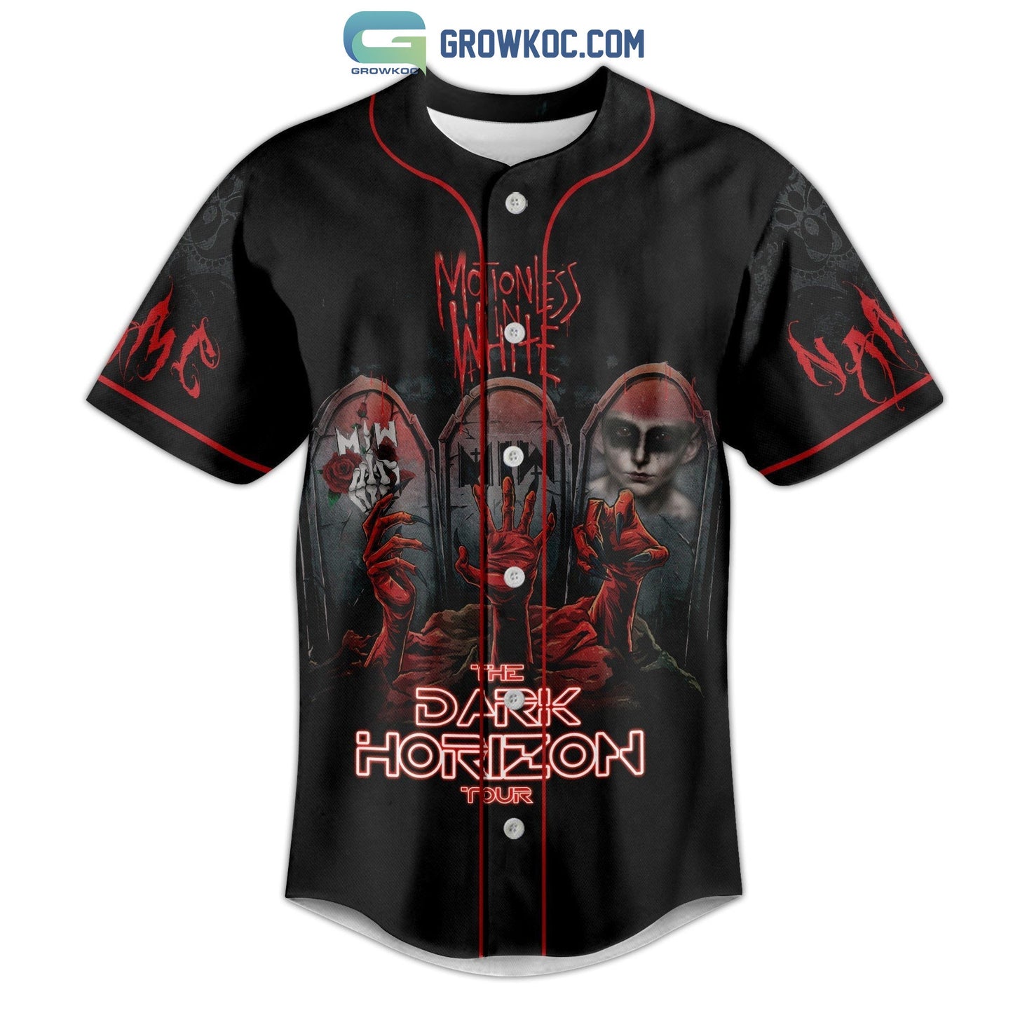 Motionless In White The Dark Horizon Tour 2023 Personalized Baseball Jersey baseball jersey product view 2