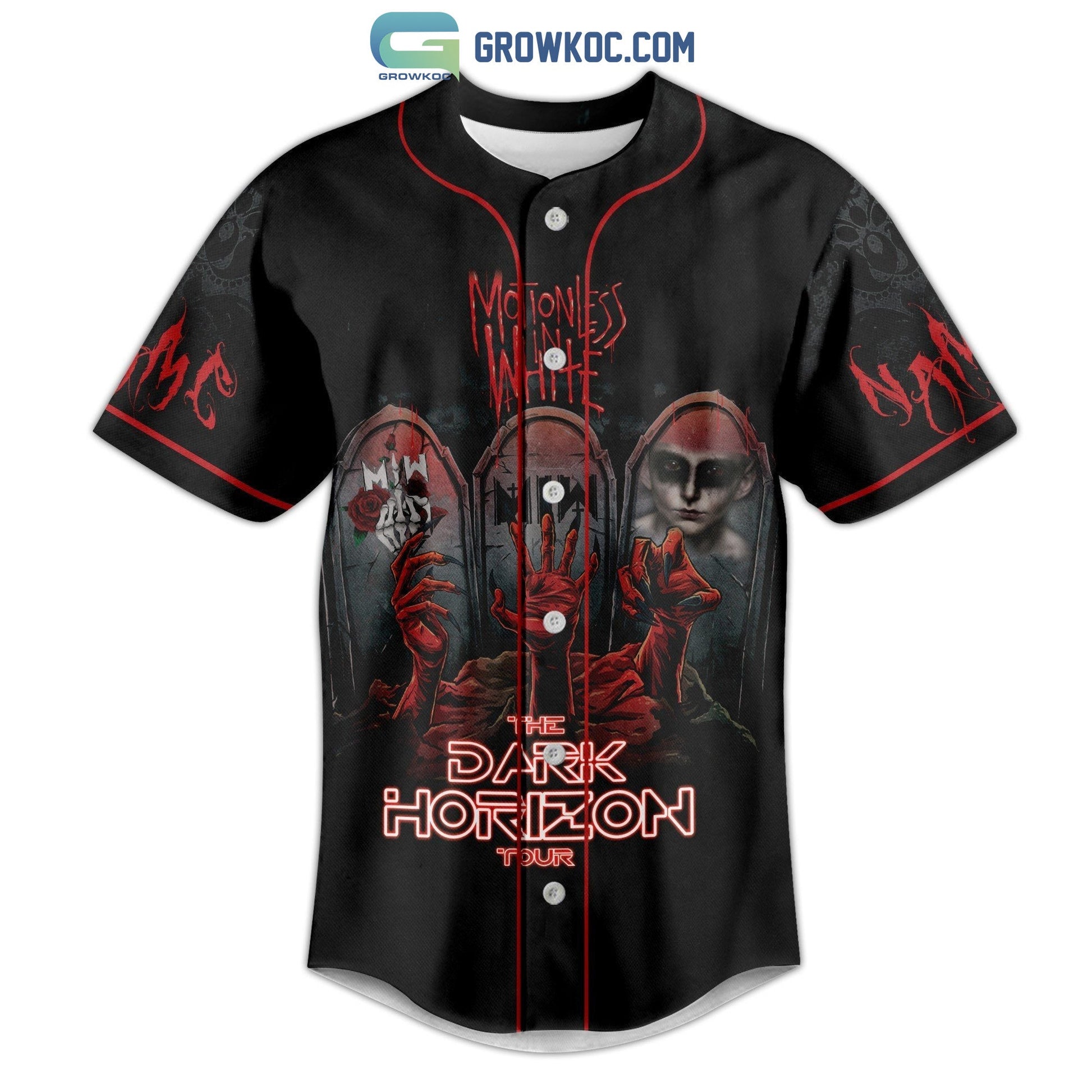 Motionless In White The Dark Horizon Tour 2023 Personalized Baseball Jersey baseball jersey product view 2
